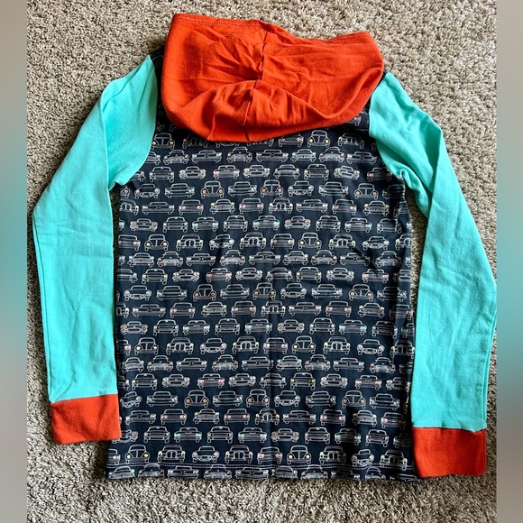 Tall and Slim Kids' Teal and Orange Car Print Hoodie - Picture 2 of 3